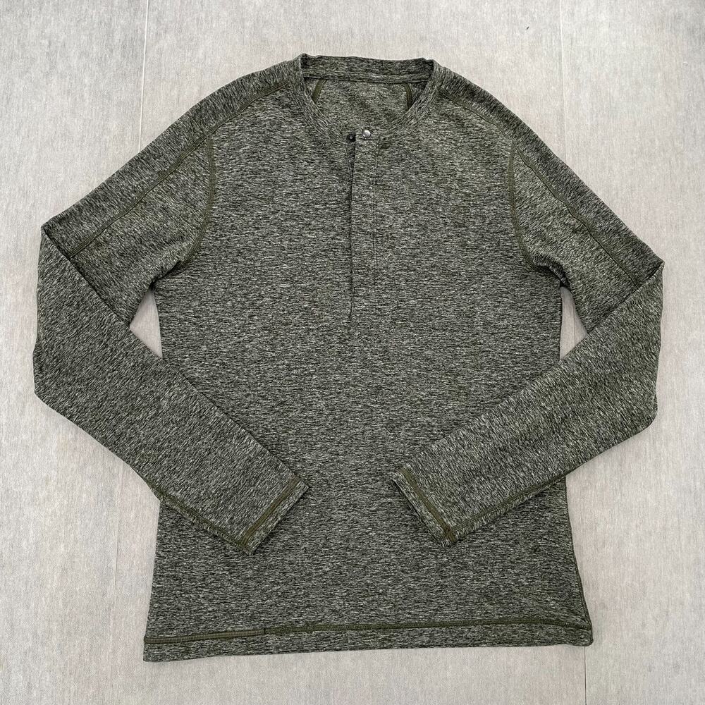 Lululemon Surge Sweatshirt Adult Small Green Henley Pullover Long Sleeve Mens S